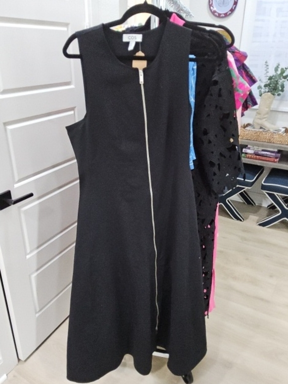 COS Black Sleeveless Zip-Front Midi Dress - Picture 1 of 2